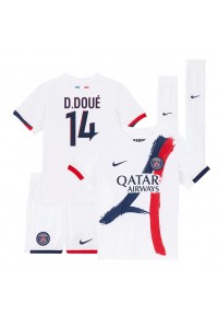 Fotbalové Dres Paris Saint-Germain Desire Doue #14 Dětské Venkovní Oblečení 2024-25 Krátký Rukáv (+ trenýrky)